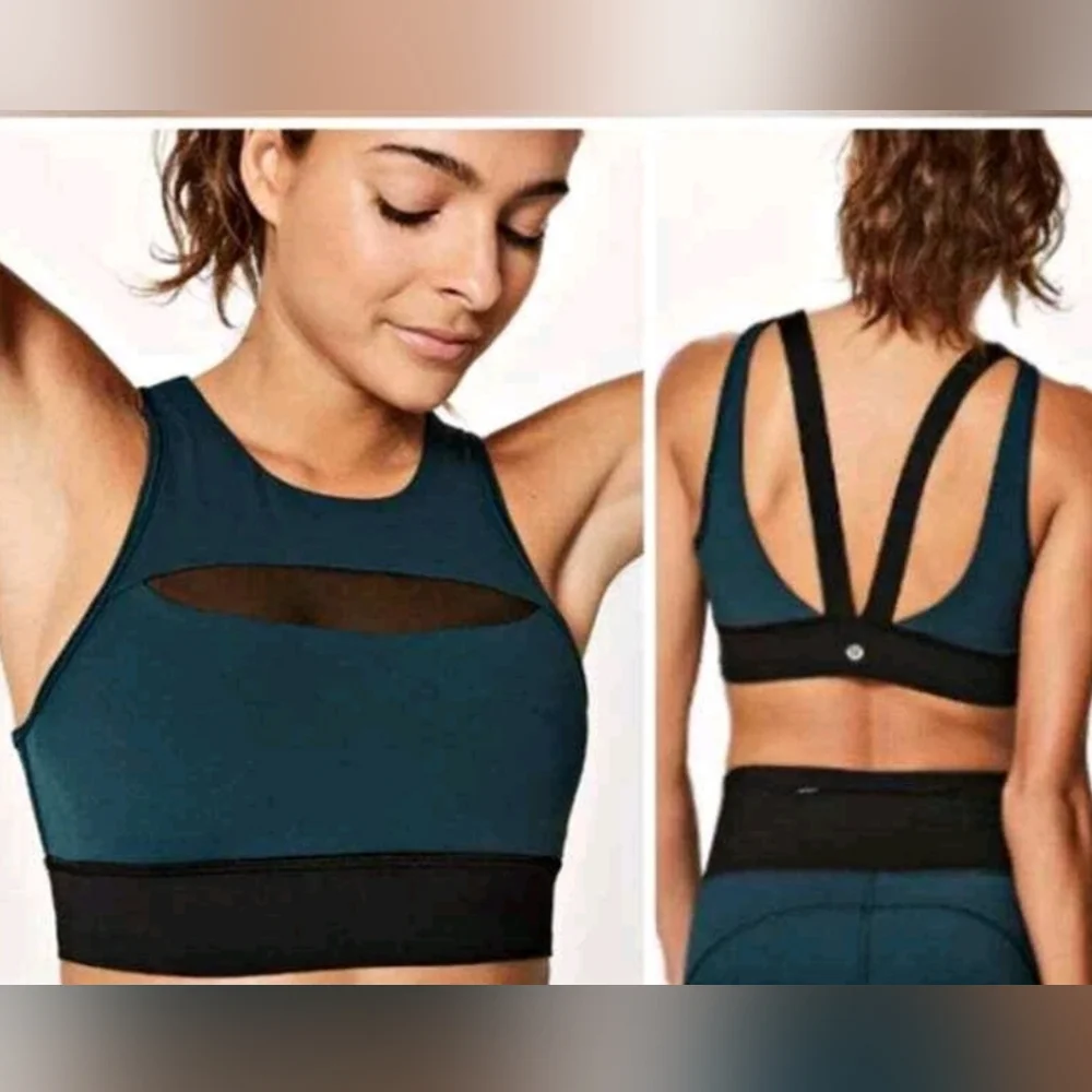 Lululemon Run The Day Bra Submarine Mesh Long Line Nulux Sz 8